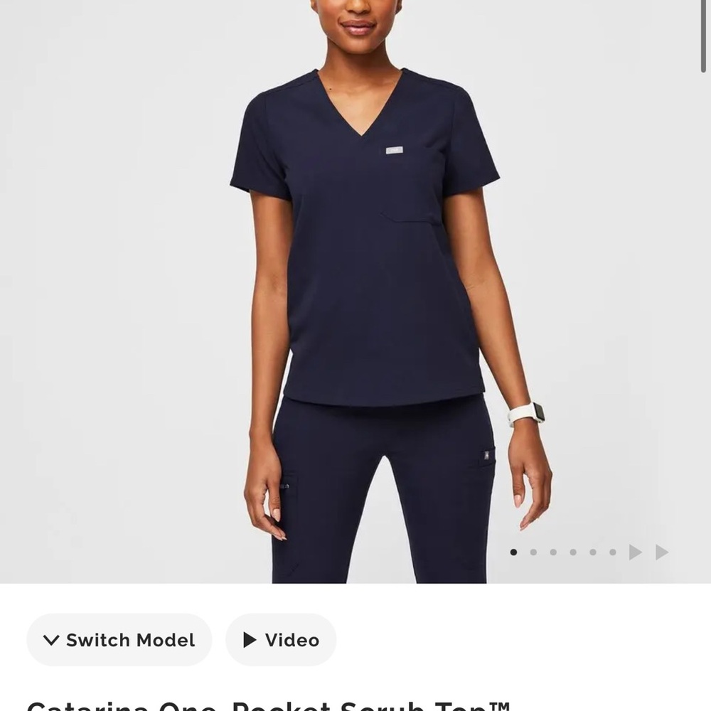 Figs Blue Fitted Short Sleeve Tee